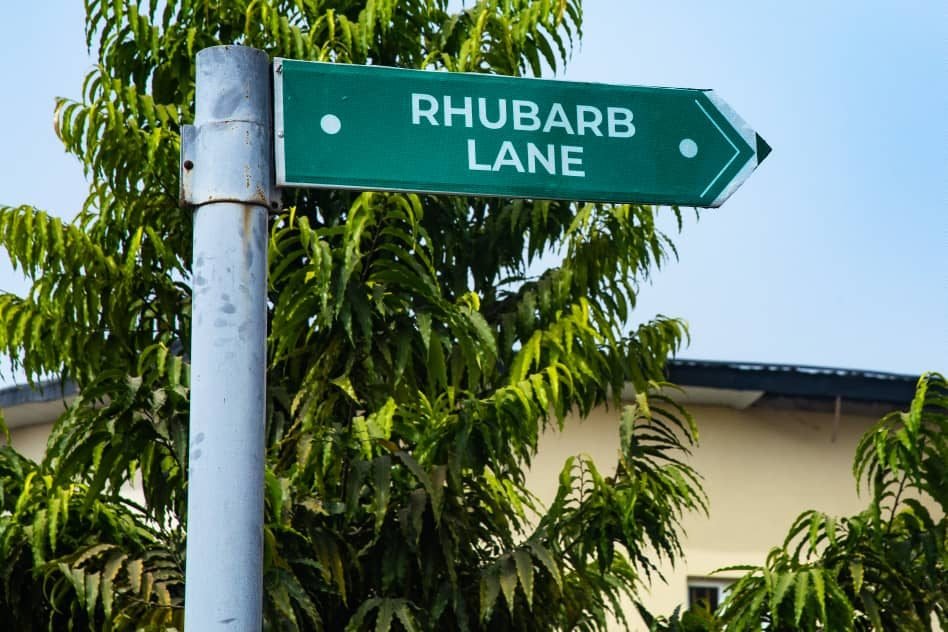 Rhubarb Lane street sign inside the MTR Gardens estate